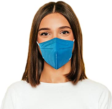 5-Ply Breathable Face Mask - Made in USA - Designed for Smaller Faces| Filtration&gt;99% | Bandanna Replacement | For Travelling, Offices, Business and Personal Care -Sapphire Blue (5 pcs)