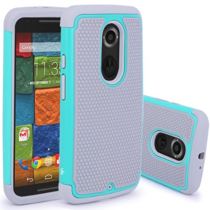 Moto X (2nd Gen) Case, LK [Shock Absorption] Hybrid Dual Layer Armor Defender Protective Case Cover for Motorola Moto X 2nd Generation (Mint)