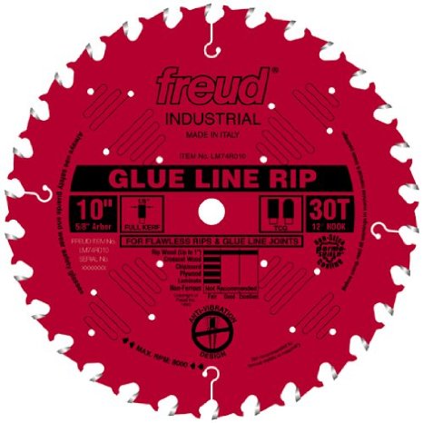 Freud LM74R010 10-Inch 30 Tooth TCG Glue Line Ripping Saw Blade with 58-Inch Arbor and PermaShield Coating