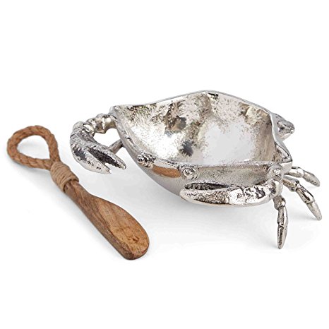 Mud Pie 4851032 Metal Crab Dip Cup and Spreader Set, Silver