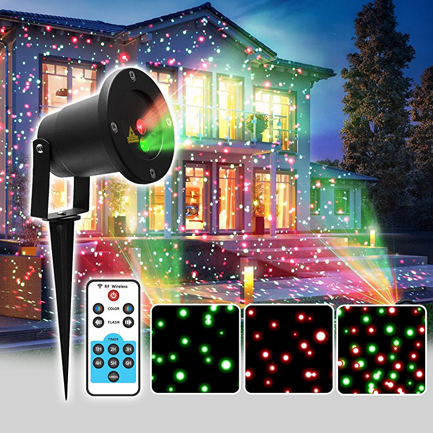 Laser Christmas Projector Light for Indoor and Outdoor with 8 Moving Patterns, Light Sensor, Remote Control,Use for any Occasion,Especially Christmas Decorations