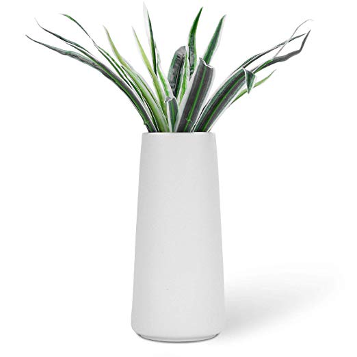 VanEnjoy 7" High Desktop Minimalist White Ceramic Vases Home Office Decoration Frosting Finish Vase