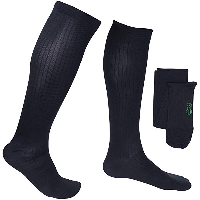 EvoNation Men's USA Made Graduated Compression Socks 30-40 mmHg Extra Firm Pressure Medical Quality Knee High Orthopedic Support Stockings Hose - Best Comfort Fit, Circulation, Travel (XL, Navy)
