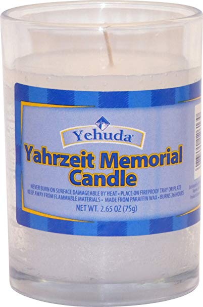 Yehuda, Yahrzeit Memorial Candle, Glass Tumbler (24 Pack) 24 Hour Memorial Candles