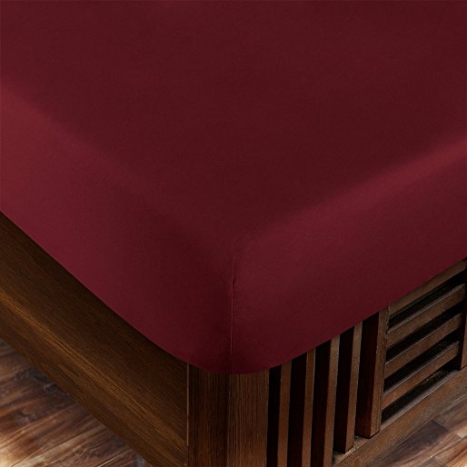 Bamboo Luxury Fitted Sheet (2-Pack) - Eco-friendly, Hypoallergenic & Wrinkle Resistant Soft Brushed Rayon Derived from Bamboo & Microfiber Blend  - King - Burgundy