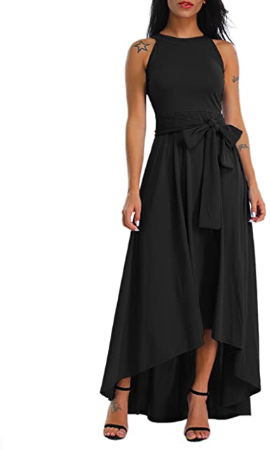 LALAGEN Womens Plus Size Sleeveless Belted Party Maxi Dress with Cardigan
