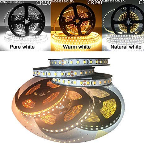MARSWALLED High CRI 90  SMD2835 5M LED Strip Lights Non-Waterproof Pure White 6000K-6500K for DIY Photography LED Panel Light Room