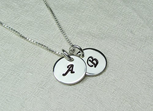 Two Initial Necklace - Mothers Necklace - Sterling Silver Monogram Necklace - Personalized Jewelry - Custom Disc Layering Necklace