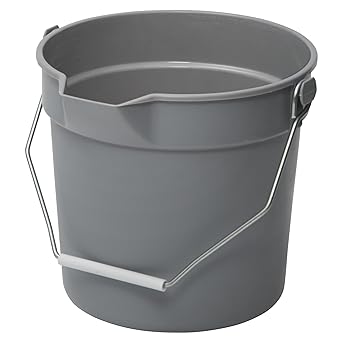 Winco Heavy-Duty Plastic Bucket/Utility Pail with Pour Spout, 10 Quart, Gray