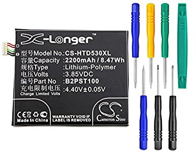 High Capacity Cameron Sino 2200 mAh Li-Polymer Replacement Battery for HTC Desire 530, Desire 530 4G, A16, D530u, fits HTC 35H00257-00M, B2PST100 with tools kit