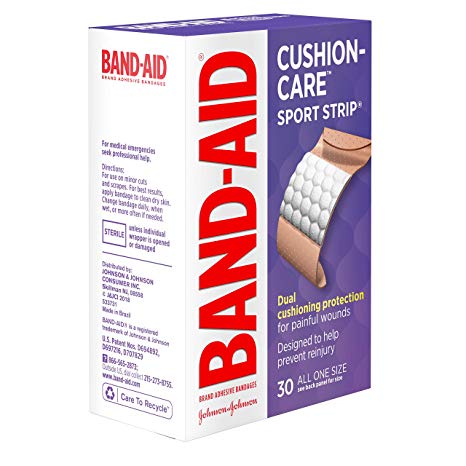 Band-Aid Sport Strip Extra Wide Adhesive Bandages All One Size - 30 ct, Pack of 4
