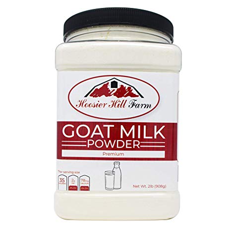 Hoosier Hill Farm Goat Milk Powder 2 lb. Jar, 100% Pure No Additives, Hormone and Antibiotic Free, Batch tested Gluten Free, and Non-GMO