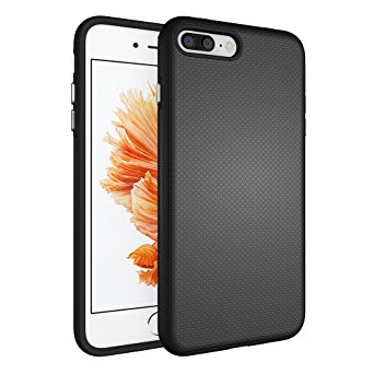 iPhone 7 Plus Case,Airsspu [Premium Texture] Dual-Layer [Rugged PC   ShockProof Bumper] Slim Fit Protective Cases Cover for iPhone 7 Plus (Black)