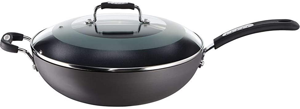 Tefal Hard Anodised Specialty Wokpan with Lid, 32 cm Size, Black