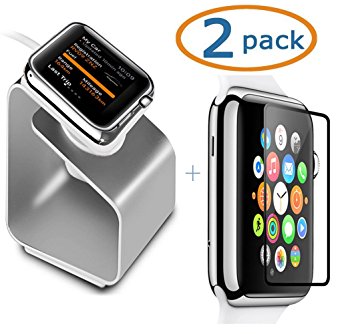 Amuoc Apple Watch Holder 2-Pack Amuoc Apple Watch Tempered Glass Screen Protector – 42mm