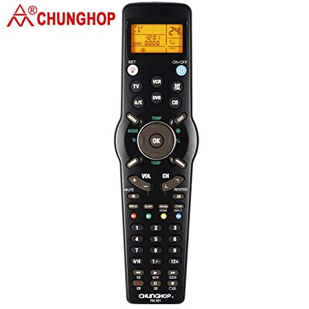 CHUNGHOP Universal Learning Remote Control Multifunctional Learn Devices Controller for TV/SAT/DVD/CBL/CD/VCR/Air Conditioner 6 Nets in 1 RM-991