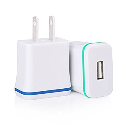 Wall Charger, AiGoo 2 Pack 1AMP USB Home Travel Adapter Wall Charger for iPhone 6 Plus, 6s, 6s Plus, iPad, Tablet, Samsung Galaxy S7 Edge, S6 Edge, HTC, LG, Sony and More USB Devices (Green, Blue)