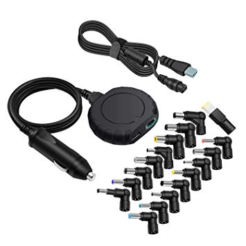 Universal 90W Laptop Car Charger 15V 16V 18.5V 19V 19.5V 20V DC Power Adapter W/17 Tips for HP Dell ASUS Samsung Sony Acer Toshiba Gateway Lenovo ThinkPad Compaq and More Laptop Computers