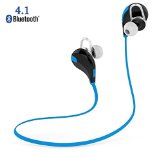 Upgrade VersionCOOLEAD Bluetooth 41 Wireless Stereo Portable Mini Lightweight In-Ear Headphones for Jogging Running Sports Gym with AptX Hands-free MIC for iPhone and Android Smartphones Blue