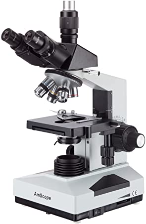 AmScope T490B 40X-2000X Full-Size Professional Trinocular Lab Biological Compound Microscope with 3D Two-Layer Mechanical Stage