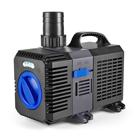 Flexzion Pond Pump Submersible Adjustable Frequency Inline Aquarium Fountain Waterfall Koi Fish Salt Fresh Water Filter with Set of Outlet Adapter