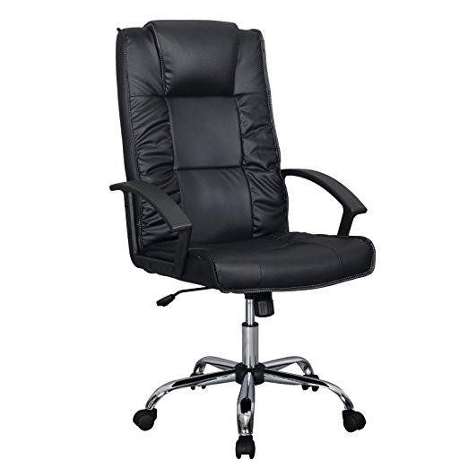 Black Office Chair PU Leather Ergonomic High Back Executive Computer Desk