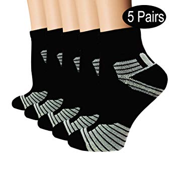 Copper Antibacterial Compression Running Socks Unisex Athletic Ankle Crew Socks