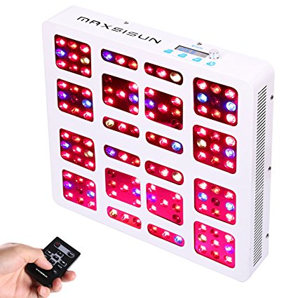 MAXSISUN Timer Control 600W LED Grow Light 12-band Dimmable Full Spectrum for Indoor Hydroponics Plants Veg and Flowering