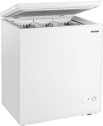 COSTWAY Chest Freezer, 5.2 Cu.ft Upright Single Door Refrigerator with 3 Removable Baskets, Compact Freezer with Manual Defrosting & Mechanical Temperature Control for Home Kitchen Basement Garage