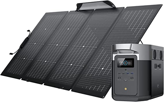 EF ECOFLOW Delta Max (2000) Solar Generator 2016Wh with 220W Solar Panel, 6 X 2400W (5000W Surge) AC Outlets, Portable Power Station for Home Backup Outdoors Camping RV Emergency