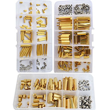 M2 M3 M4 Brass Standoff Hex Spacer Screw Nut Assortment Kit ,360pcs