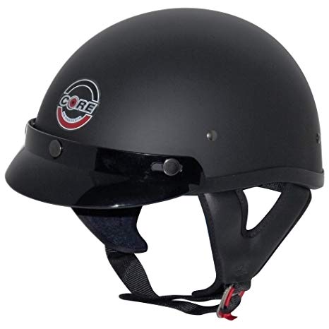 Core Cruiser Shorty Half Helmet (Flat Black, X-Large)