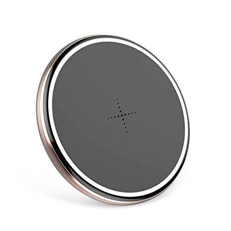 Wireless Charger, QI Wireless Charging Round Pad by ICONFLANG, Compatible for IOS and Androd System, suitable for iPhone X, iPhone 8 plus, iPhone 8, Galaxy Note 8, S8, S8 Plus, S7 Edge Etc - Rose Gold
