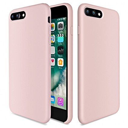 iPhone 8 Plus Case, iPhone 7 Plus Case, TOTU Liquid Silicone Gel Rubber Shockproof Case with Soft Microfiber Cloth Lining Cushion for iPhone 8 Plus/iPhone 7 Plus- Pink