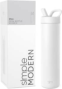 Simple Modern Water Bottle with Straw lid | Insulated Stainless Steel Thermos | Reusable Travel Water Bottles for Gym & Sports | Leak Proof & BPA Free | Mesa Collection | 24oz, Winter White