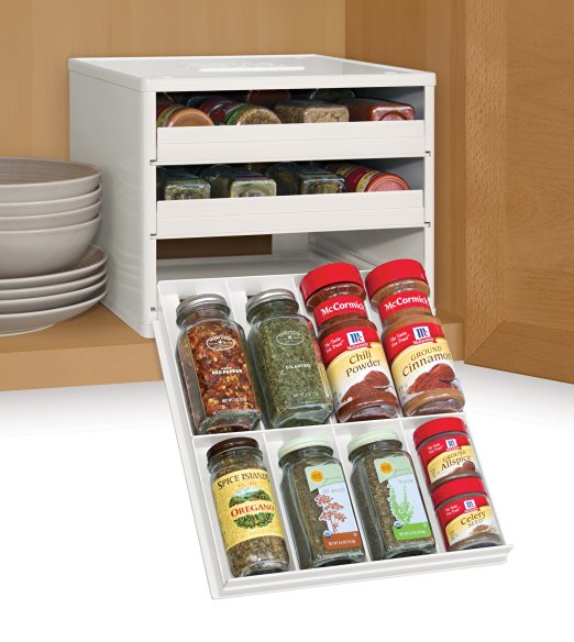 YouCopia Classic SpiceStack 24-Bottle Spice Organizer with Universal Drawers, White