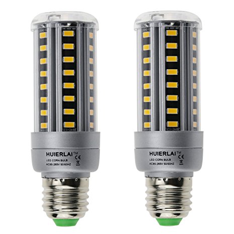 HUIERLAI 2-pack 12W Warm White(3000K) Super Bright LED Corn Bulb ,Residential and Commercial Projec E26/E27 (Replacement Incandescent Bulbs 100W ) 1205lumens AC85-265V No-Dimmable.