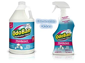 OdoBan Ready-to-Use 32 oz Spray Bottle and 1 Gal Concentrate, Cotton Breeze Scent - Odor Eliminator, Disinfectant, Flood Fire Water Damage Restoration