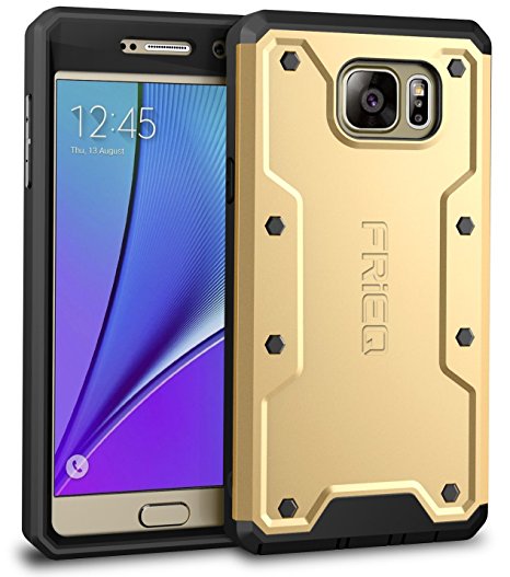 Galaxy Note 5 Case, FRiEQ Full-body Heavy Duty Rugged Galaxy Note 5 Case Scratch Proof / Shock Absorbent Case - Gold