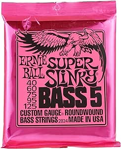 Ernie Ball Super Slinky 5-String Nickel Wound E-Gitarrensaiten, Stärke 40-125