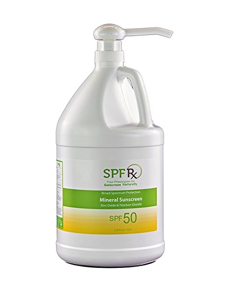 SPF Rx SPF 50 Bulk Sunscreen Mineral Sunscreen With Zinc Oxide & Titanium Dioxide, Broad Spectrum Protection, Fragrance Free & Reef Safe, 1 Gallon