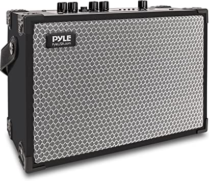 Pyle Vintage Bluetooth Speaker - Rechargeable Leather Portable Wireless BT Retro Style Audio System with TWS, FM Radio, 120W Heavy Bass Music Player, 5H Long Playtime, AUX, Mic in, w/Remote Control