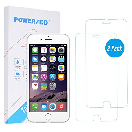 iPhone 7 Screen Protector [2 Pack], Poweradd Apple iPhone 7 6S 6 Tempered Glass Screen Protector Film (0.33mm) with 9H Hardness, Anti Scratch and Fingerprint Resistant - Lifetime Warranty