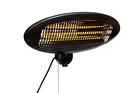 LIVIVO ® Electric Wall Mounted 2kW Patio Heater with 3 Power Settings – Powerful Quartz Tube Heating Element with Integrated Safety Over-heat Protection – Suitable for Indoor and Outdoor Use – IPX4 Rated & ROHS Approved - 45 Degree Adjustable Heat Angle – Wall Bracket Included