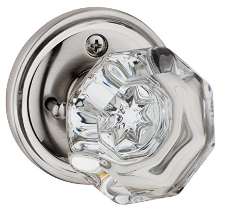 Dynasty Hardware Classic Rosette, Crystal Style Door Knob, Privacy - Bed / Bath Function, Satin Nickel
