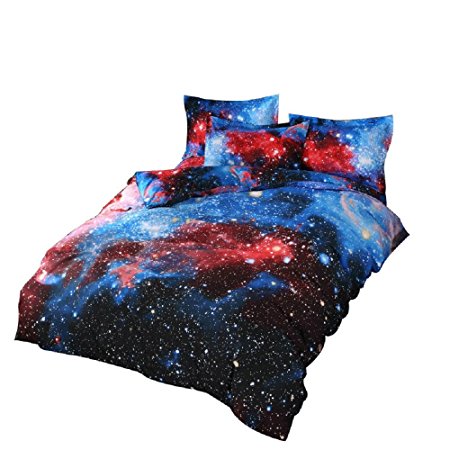 YOUSA Shining Stars Bedding Set Mysterious Galaxy Duvet Cover Set Full (02)