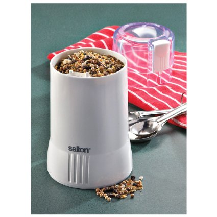 Salton Coffee and Spice Grinder, Hold upto 65 Grams of Coffee Beans, 10-Cups of Coffee, White