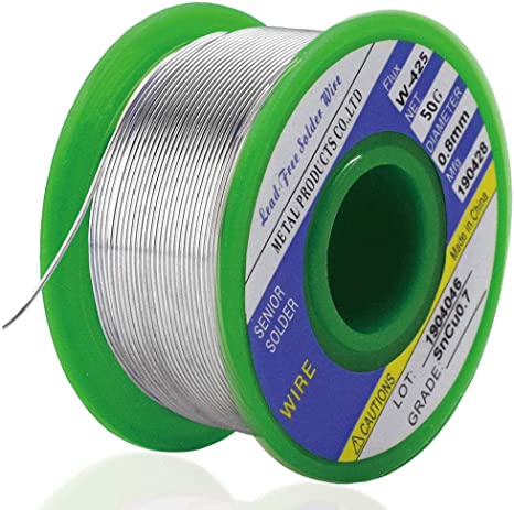 Solder Wire Lead Free Sn99.3 Cu0.7 with Rosin Core for Electrical Welding Soldering DIY Repair Working - 0.8mm,50g/1.76oz.