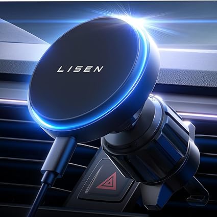 LISEN for Magsafe Car Mount Charger [20 Strongest Magnets] Hands Free 15W Wireless Car Charger Mount for iPhone15 Pro Plus Max Min, Univesal Car Vent Magnetic Phone Holder for Car Fits iPhone 14 13 12