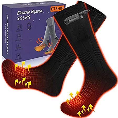 Heated Socks, Double-Sided Electric Socks, 4000mAh Rechargeable Battery Camping Feet Warmer, 3-Gear Heating Thermal Soft Breathable Cotton Socks for Indoor Outdoor Sports, Winter Gift for Women Men